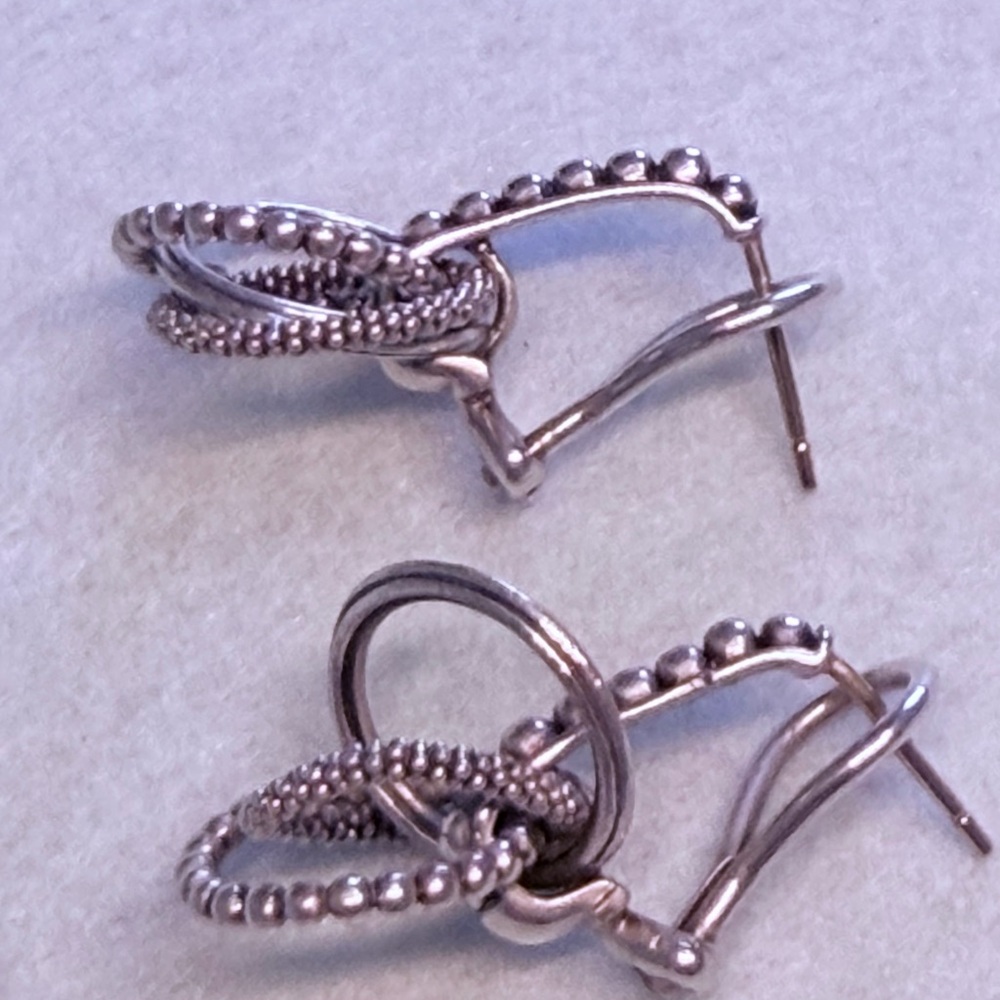 LAGOS 925 Silver Beaded Hoop Earrings - Picture 4 of 4